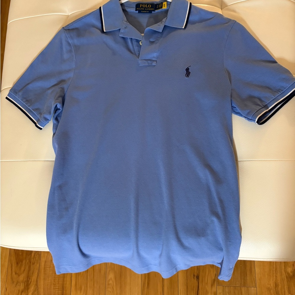 Polo by Ralph Lauren Blue Classic Polo Shirt with Navy Trim